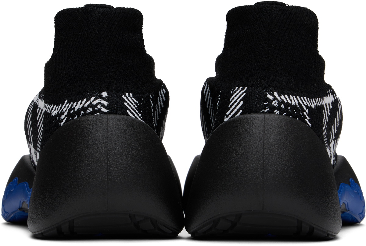 Burberry Black & White Check Knit Neptune Sneakers Burberry