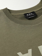 A.P.C. - Logo-Flocked Cotton-Jersey Sweatshirt - Green