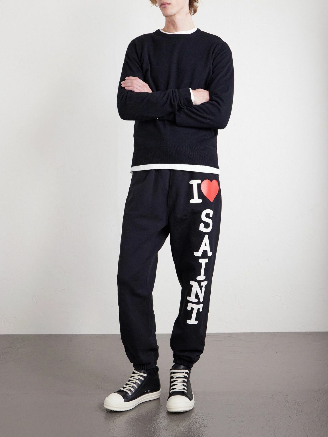 SAINT Mxxxxxx - Collegiate Tapered Logo-Print Cotton-Jersey