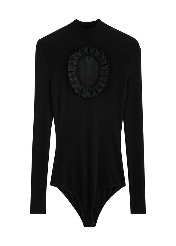 Photo: Self-portrait X Christopher Kane Cut-out Fine-knit Bodysuit Black