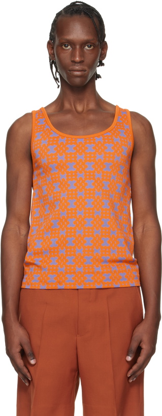 Photo: Dries Van Noten Orange & Purple Jacquard Tank Top