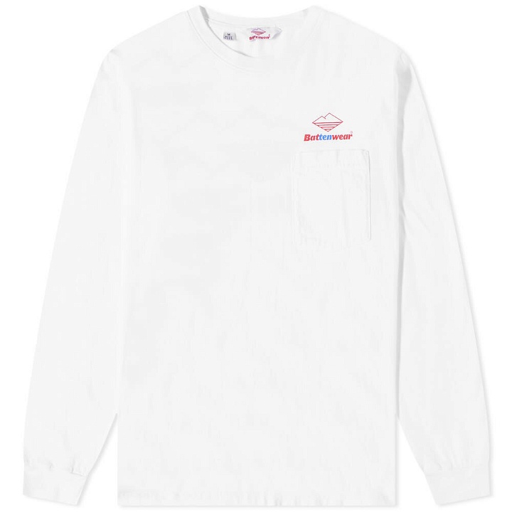 Photo: Battenwear Men's Long Sleeve 10th Anniversary Pocket T-Shirt in White