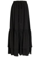 Chloe Ruffled Tiered Silk-chiffon Midi Skirt Black