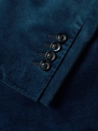Brunello Cucinelli - Satin-Trimmed Cotton-Velvet Tuxedo Jacket - Blue