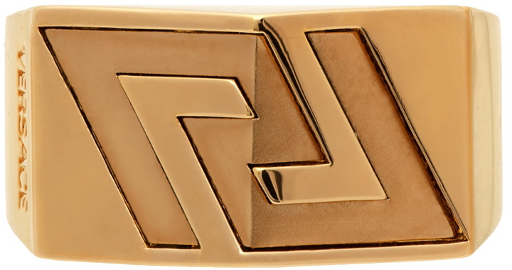 Photo: Versace Gold Logo Debossed Ring