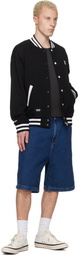 AAPE by A Bathing Ape Black 'AAPENOW' Moonface Varsity Jacket