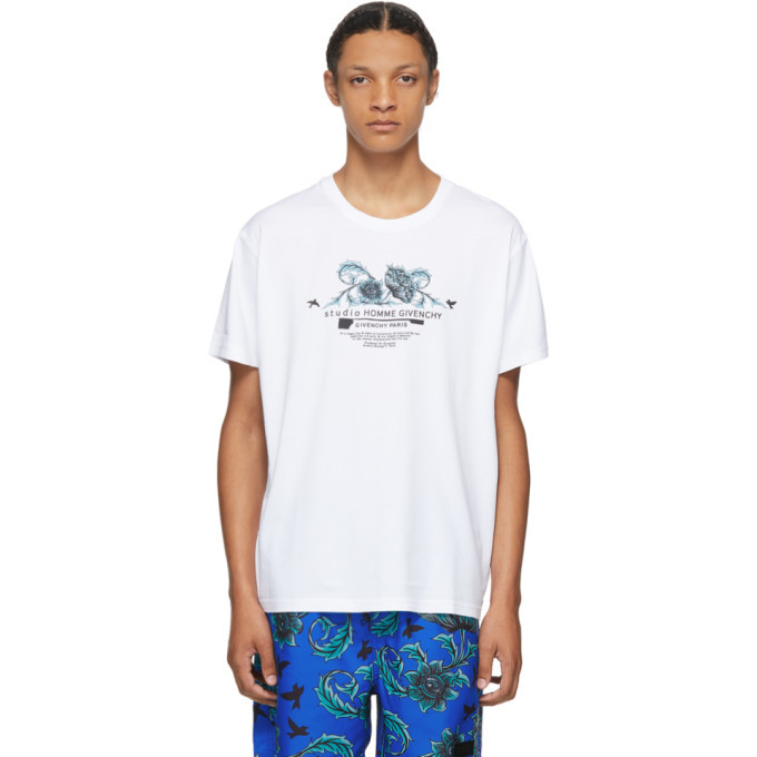 Photo: Givenchy White Floral Studio Homme T-Shirt