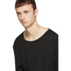 Unravel Black Long Sleeve Rib Elongated T-Shirt