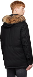 ZEGNA Black Fur Trim Down Jacket