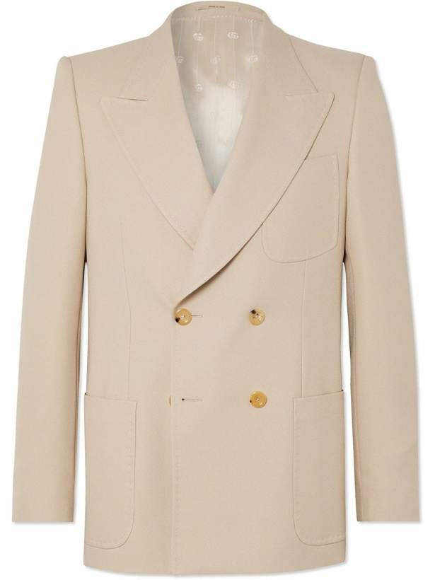 Photo: GUCCI - Slim-Fit Double-Breasted Drill Blazer - Neutrals