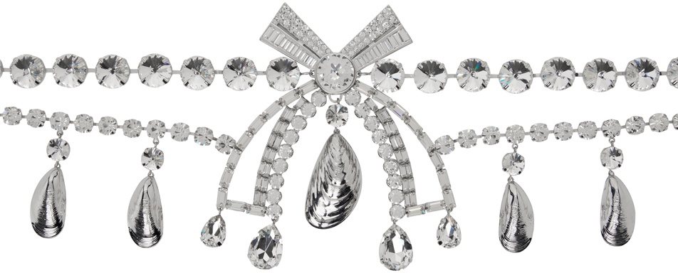 AREA Silver Deco Bow Belt