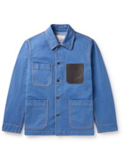 TOD'S - Leather-Trimmed Garment-Dyed Cotton-Blend Twill Chore Jacket - Blue