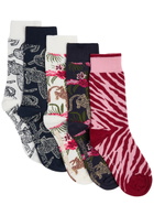 Desmond & Dempsey Patterned Cotton-blend Socks set of Five Multicoloured 37-39 (IT37 39 / UK4