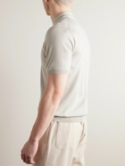 Kiton - Slim-Fit Cotton Half-Zip Polo Shirt - Gray