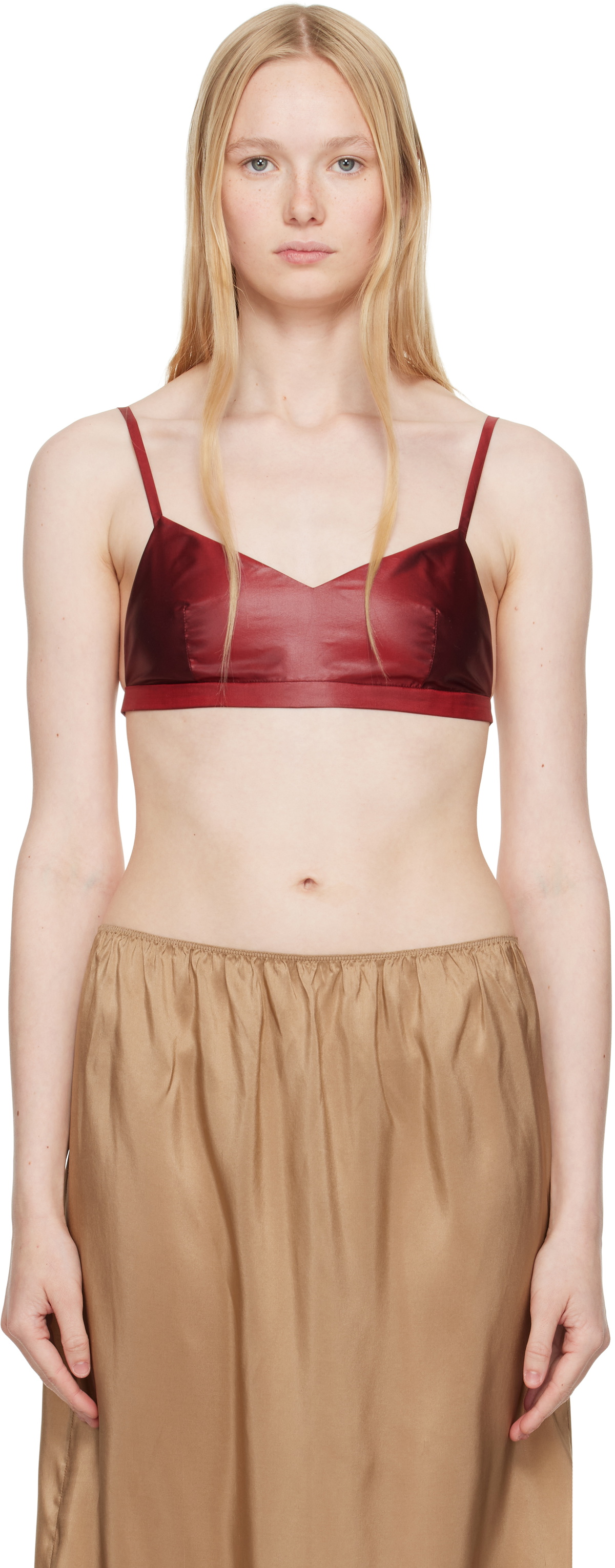 Carven Burgundy Silk Bra