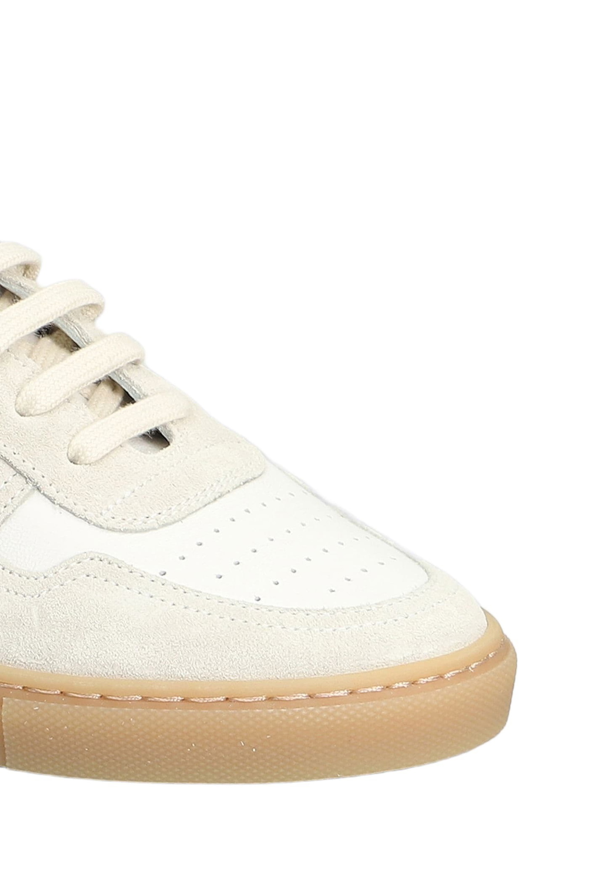 Common Projects Bball Slim Sneakers In White Suede And Leather
