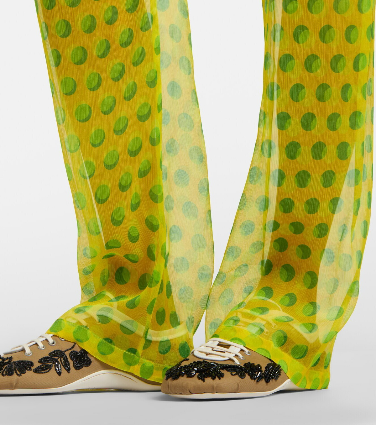 Dries Van Noten Polka-dot silk straight pants