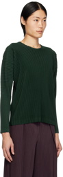 HOMME PLISSÉ ISSEY MIYAKE Green Dolman Long Sleeve T-Shirt