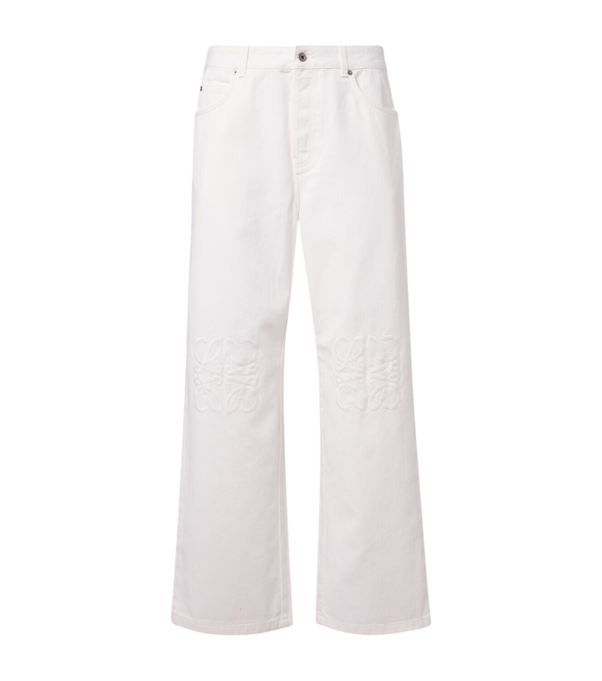 LOEWE - Wide-Leg Anagram-Embroidered Jeans - White Loewe