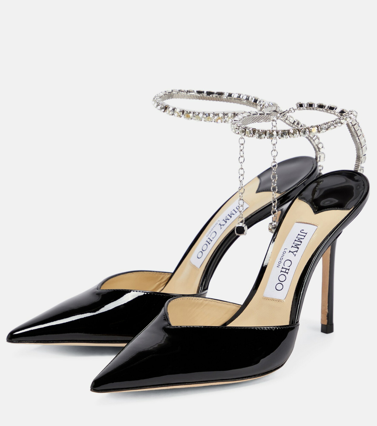 JIMMY CHOO の靴♪ ★SAEDA★ obcz 100mm【多色在庫】 Saeda 100 | Black Suede Pumps with Crystal Embellishment