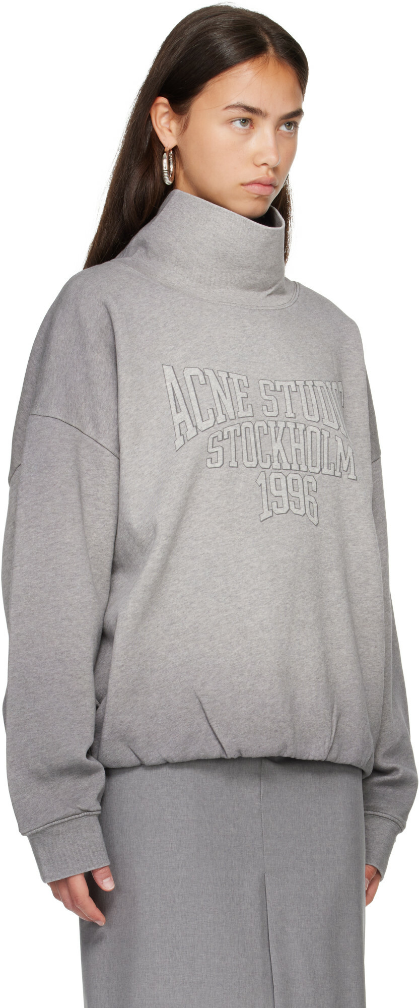Acne Studios Gray Fleece Logo Sweatshirt