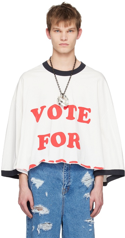 Photo: Doublet White 'Vote For' Long Sleeve T-Shirt