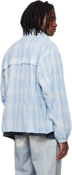 Solid Homme Blue High Neck Check Blouson Jacket