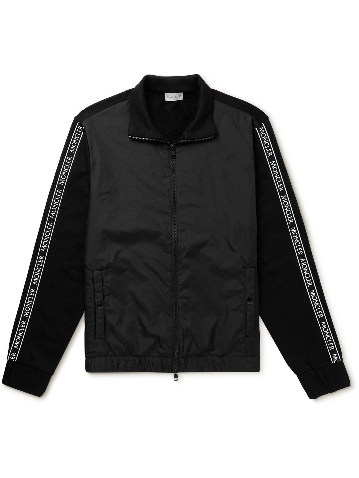 Moncler Logo Appliqued Cotton Jersey and Shell Track Jacket Black Moncler