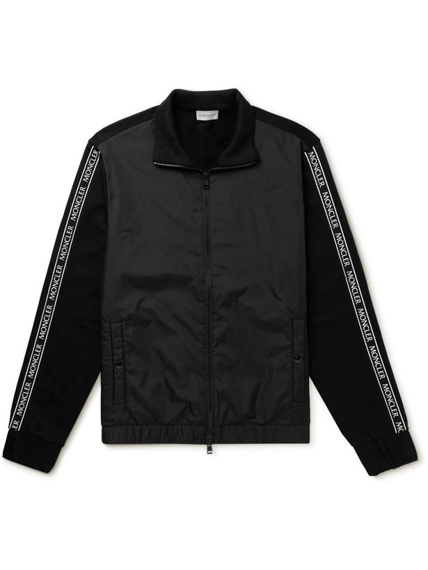 Photo: Moncler - Logo-Appliquéd Cotton-Jersey and Shell Track Jacket - Black