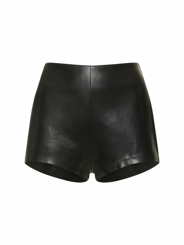 Photo: THE ANDAMANE Polly High Rise Faux Leather Shorts