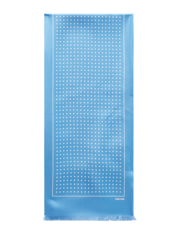 Photo: TOM FORD - Polka-Dot Silk-Satin Scarf - Blue