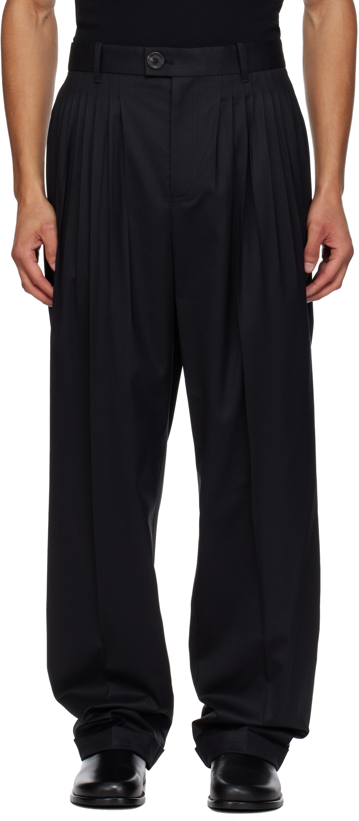 Peter Do Black Front Slit Trousers Peter Do