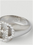 Crystal Embellished Signet Ring in Silver