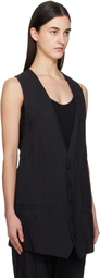 MM6 Maison Margiela Black Crinkled Metallic Tailoring Vest