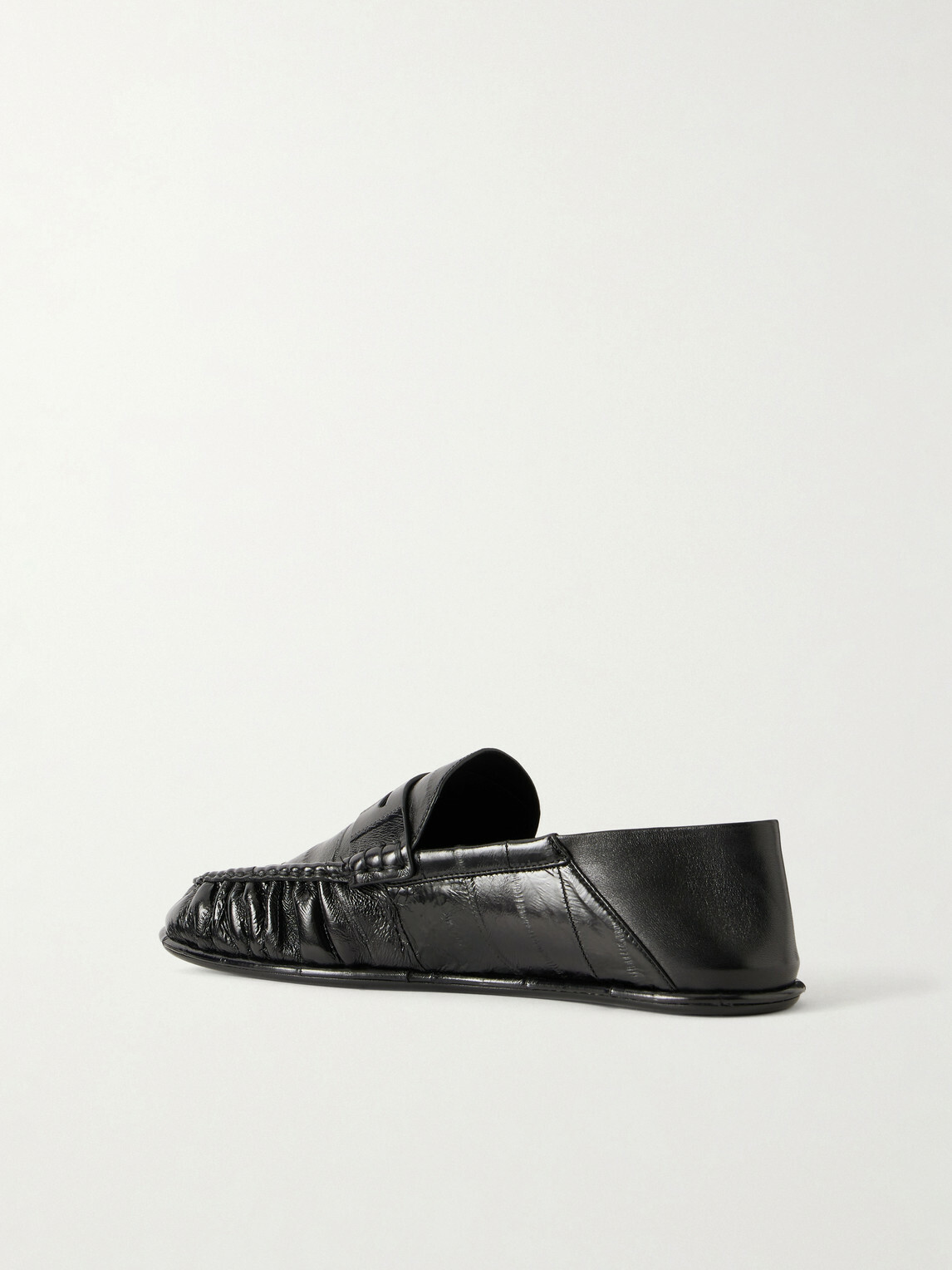 SAINT LAURENT - Collapsible-Heel Logo-Embellished Eel Loafers Loafers - Black