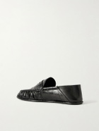 SAINT LAURENT - Collapsible-Heel Logo-Embellished Eel Loafers Loafers - Black