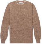 Brunello Cucinelli - Button-Trimmed Mélange Cotton Sweater - Tan