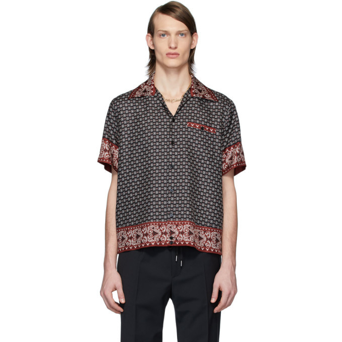 Photo: Dolce and Gabbana Black and Burgundy Silk Bandana Print Shirt