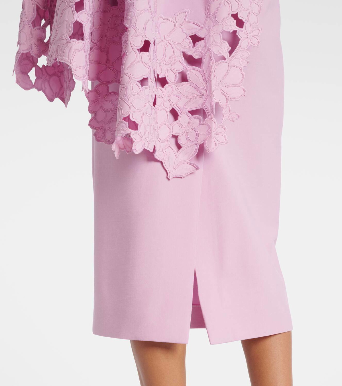 Oscar de la Renta Cape-detail wool-blend midi dress