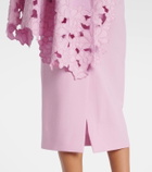 Oscar de la Renta Cape-detail wool-blend midi dress