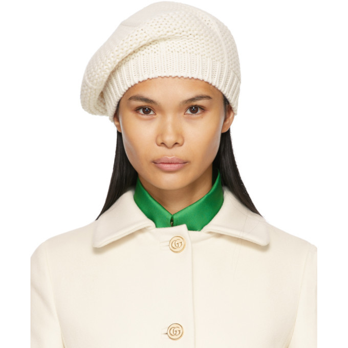 Gucci White Wool Knit Beret