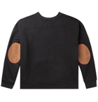 Rhude - Suede-Trimmed Printed Fleece-Back Cotton-Jersey Sweatshirt - Black