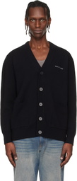 Marine Serre Black Merino Wool Knit Maxi Cardigan