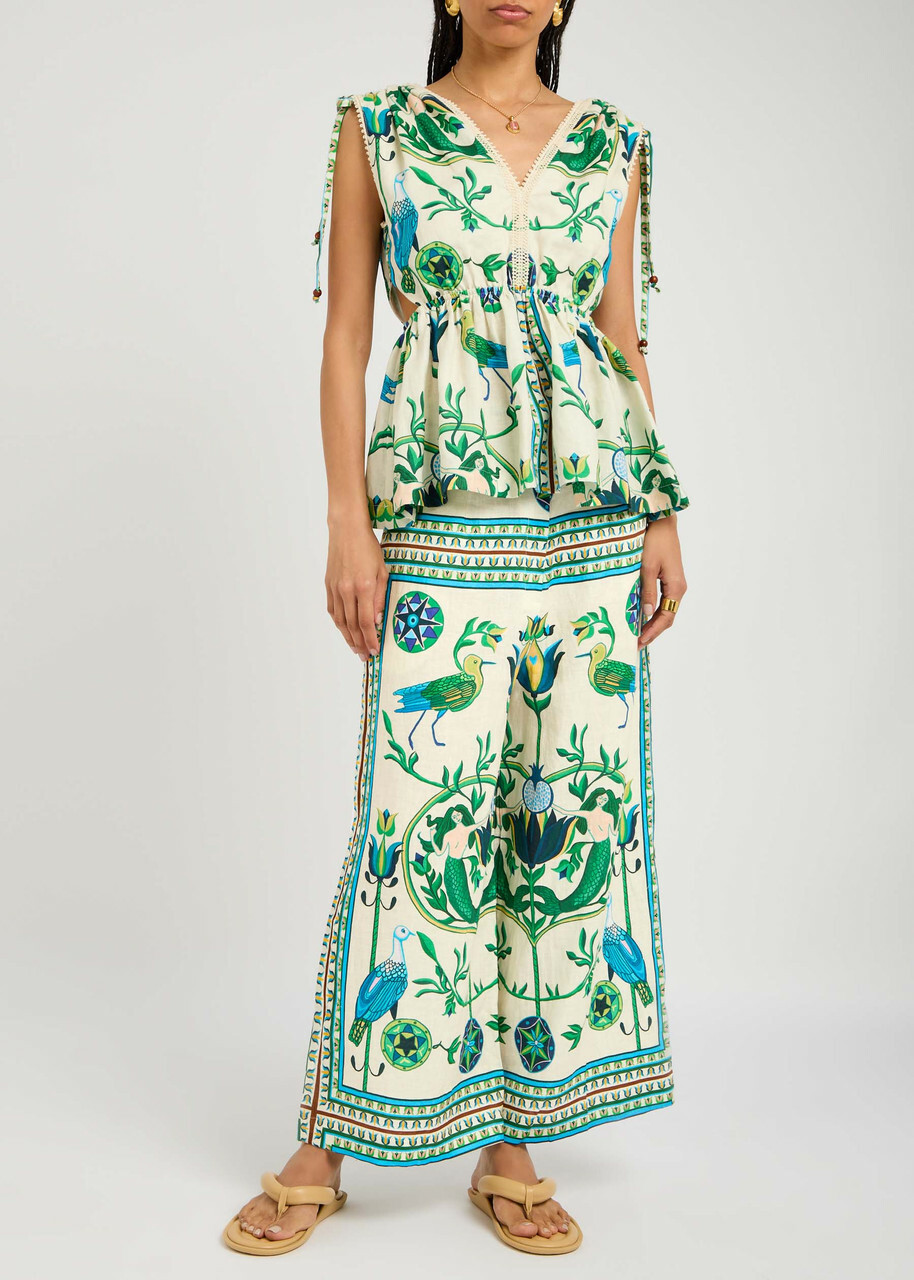 Lug Von Siga Maria Printed Linen Trousers Green