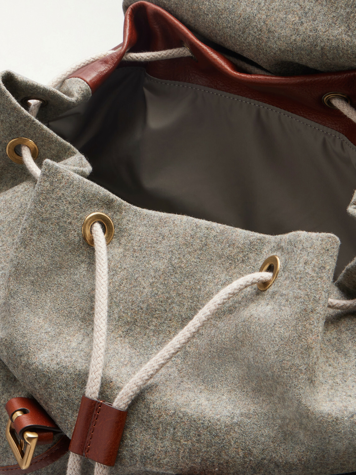 Brunello Cucinelli - Leather-Trimmed Flannel Backpack