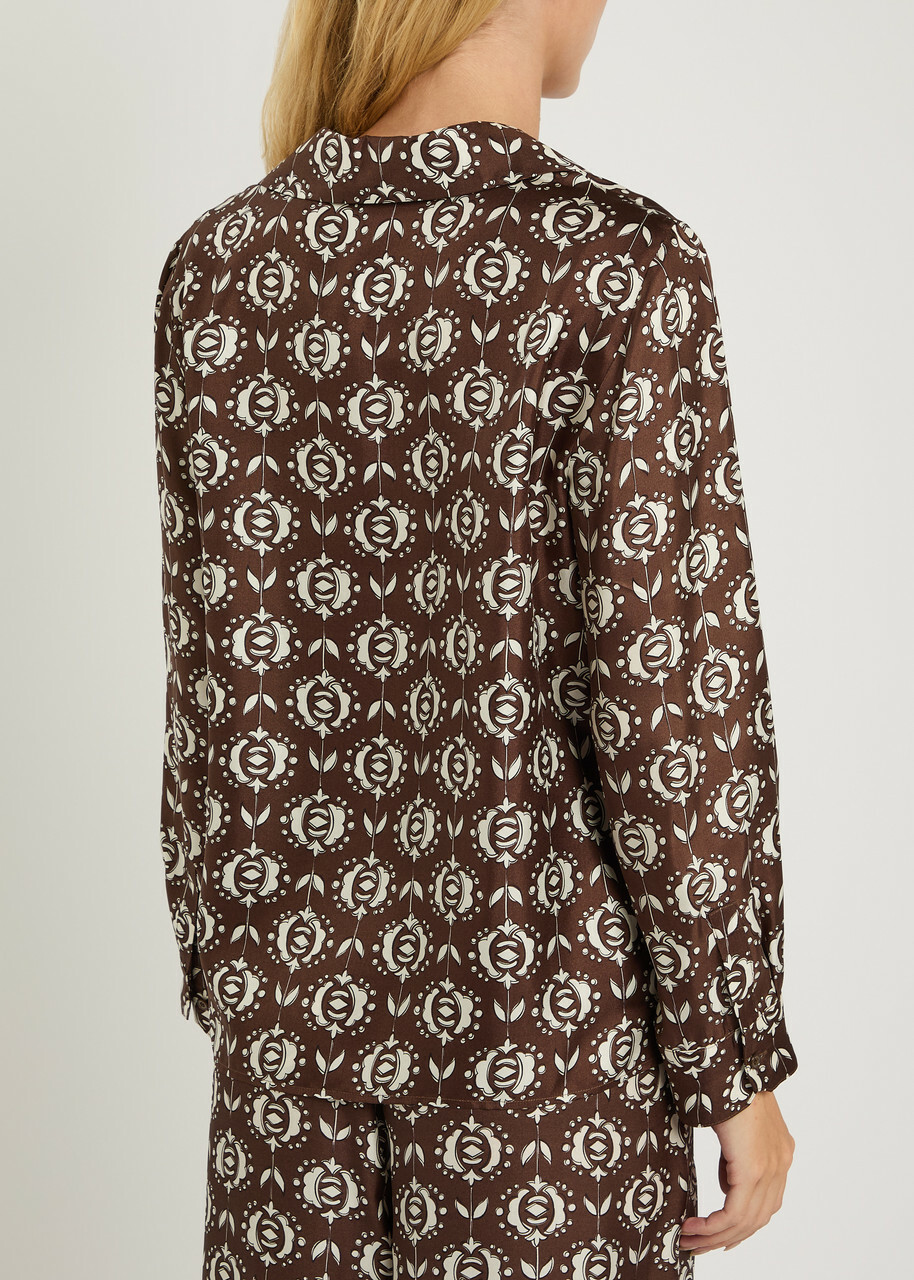 Max Mara Oncia Printed Silk Shirt Brown