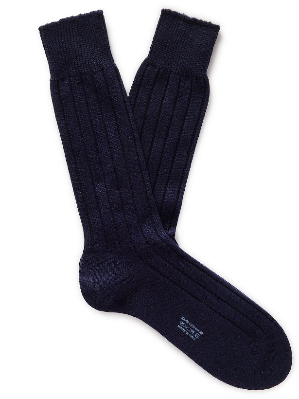Photo: TOM FORD - Ribbed Cashmere Socks - Blue