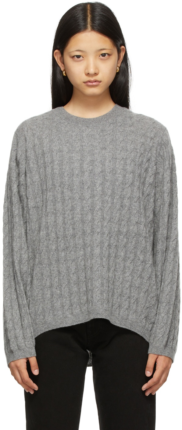 Totême Grey Cashmere Cable Knit Sweater Toteme