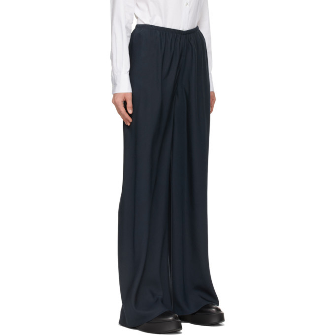 The Row Navy Silk Andres Trousers The Row