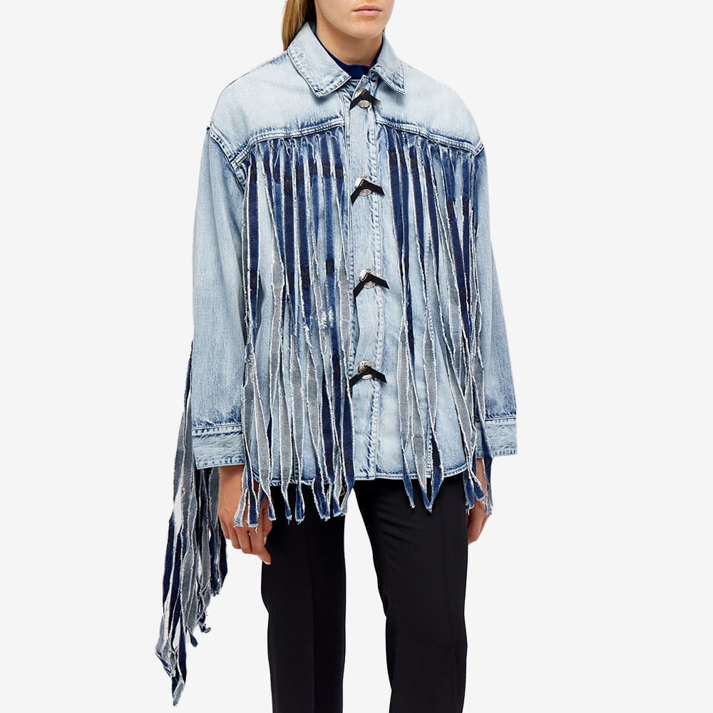 Toga Pulla Women's Denim Fringe Jacket in Light Blue